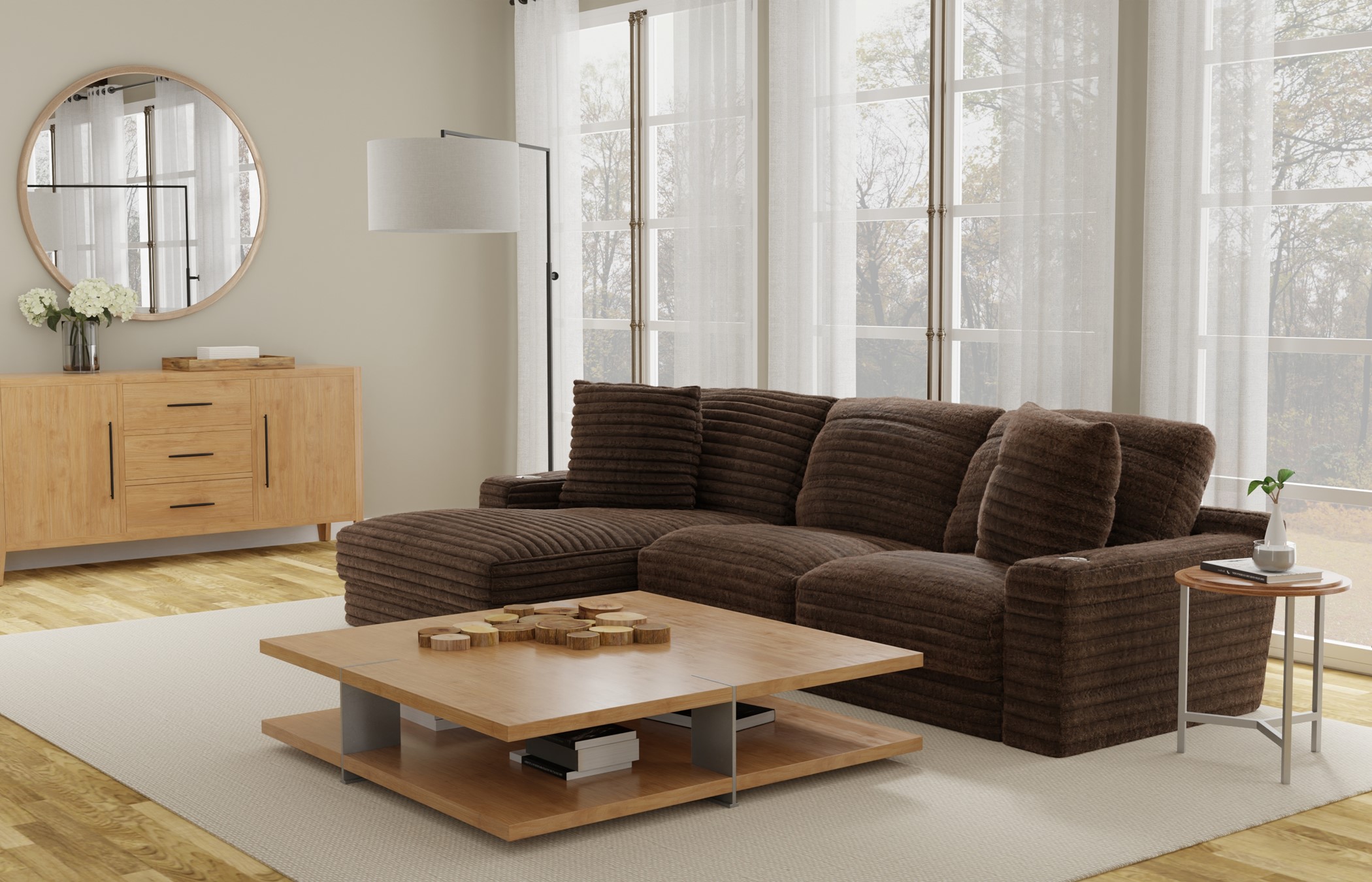 3045 Chocolate Sectional Rev - Click Image to Close